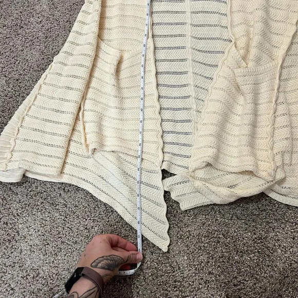 Anthropologie Guinevere Womens Open Cardigan Cashmere Organic Autumn Cream Sz M - Picture 7 of 12